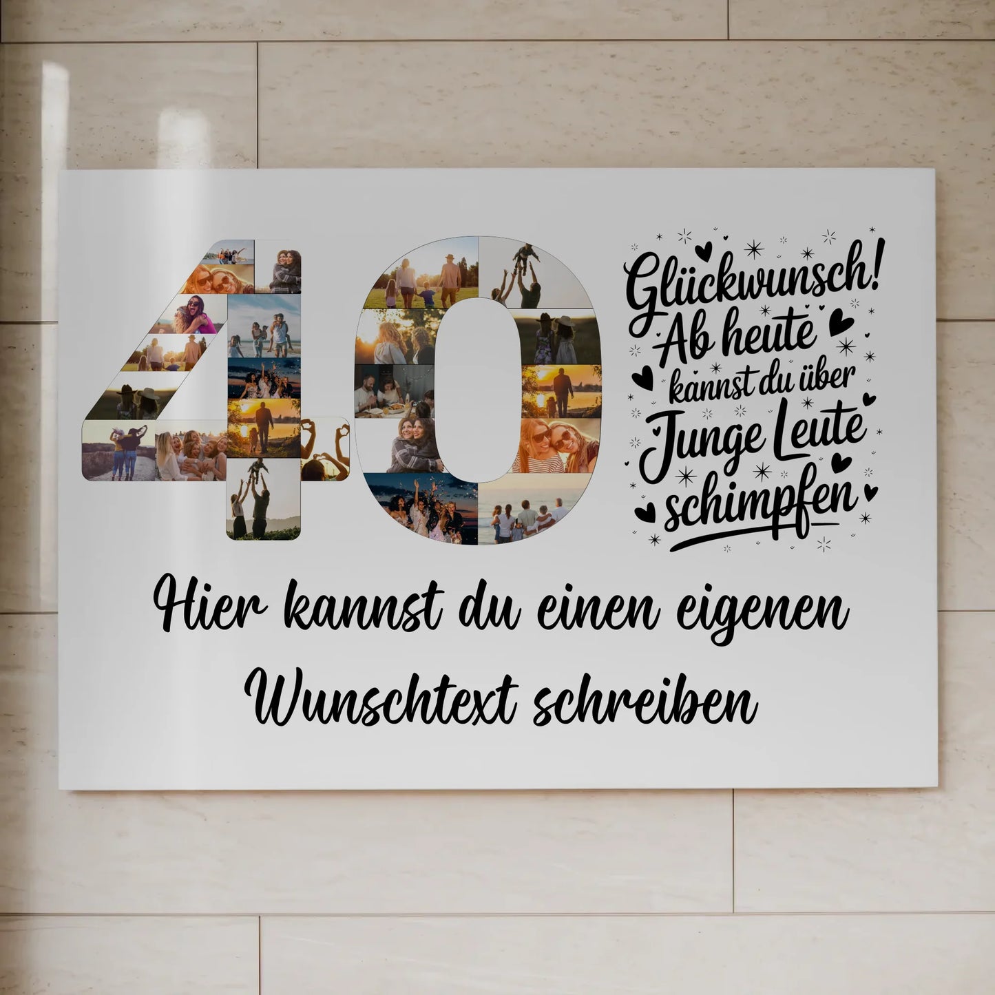 Fotoboard Magnetisches Poster mit Wunschtext 40 Geburtstag