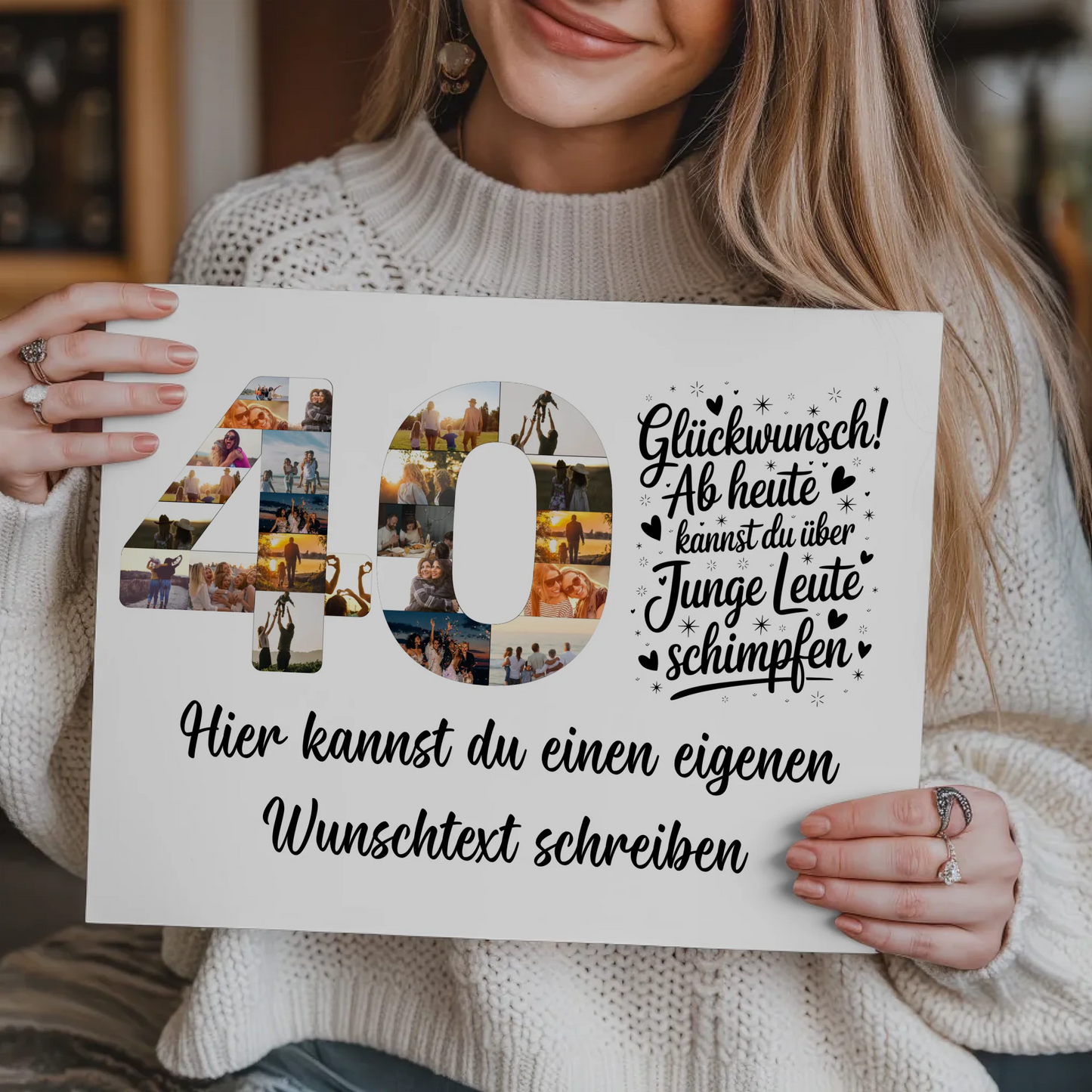 Fotoboard Magnetisches Poster mit Wunschtext 40 Geburtstag