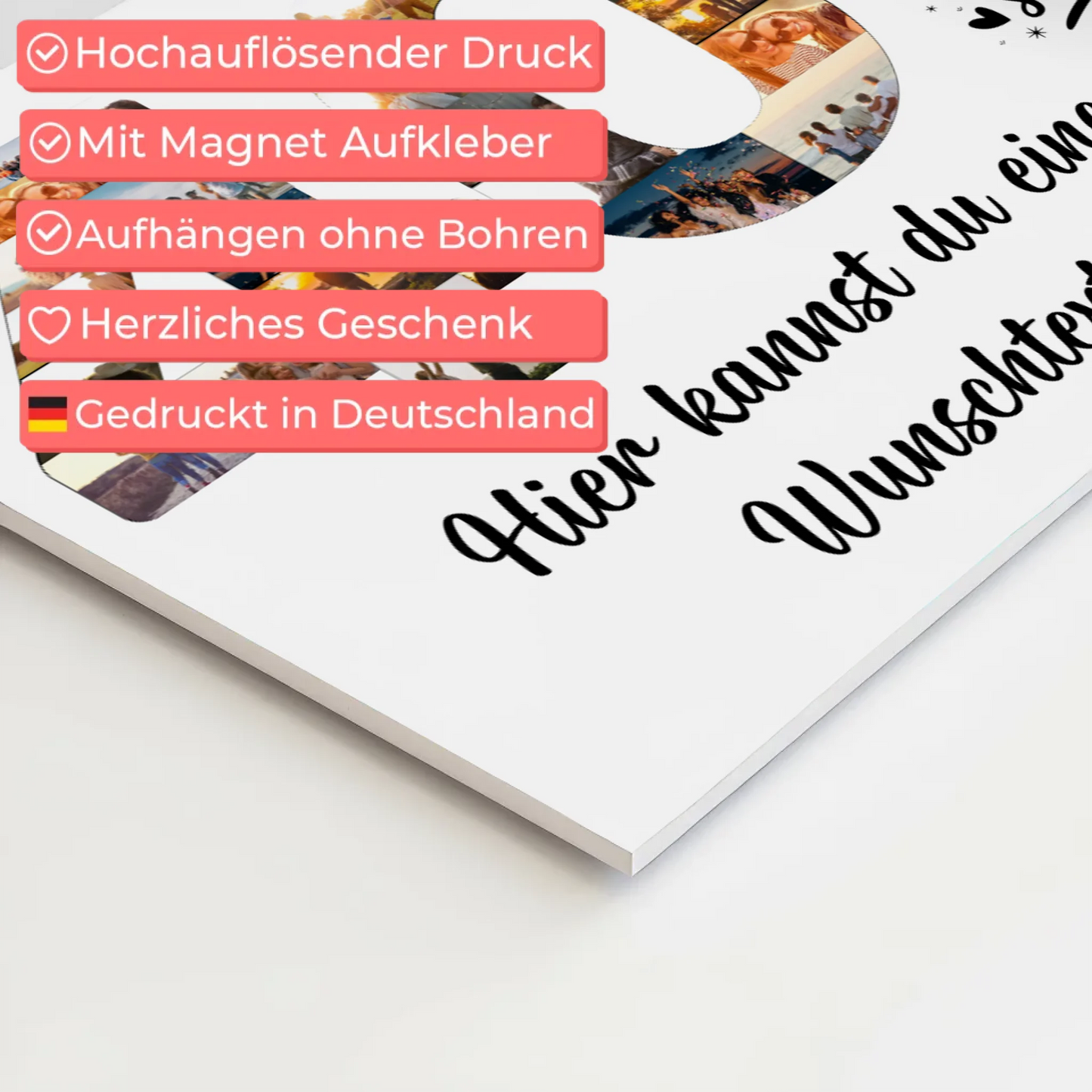 Fotoboard Magnetisches Poster mit Wunschtext 40 Geburtstag