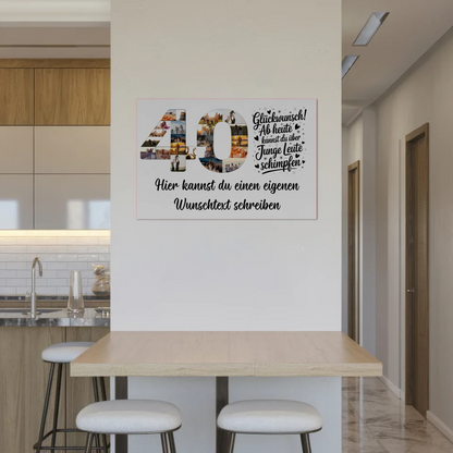 Fotoboard Magnetisches Poster mit Wunschtext 40 Geburtstag