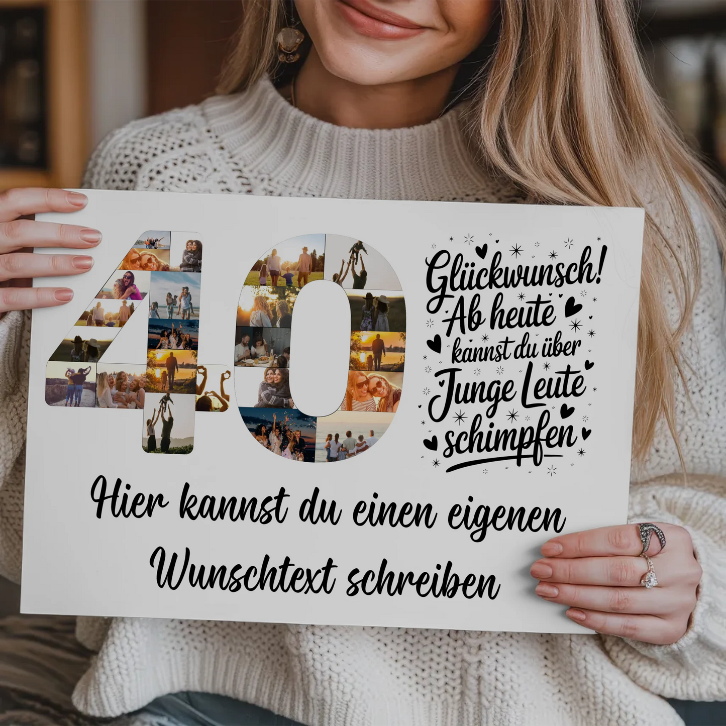 Fotoboard Magnetisches Poster mit Wunschtext 40 Geburtstag