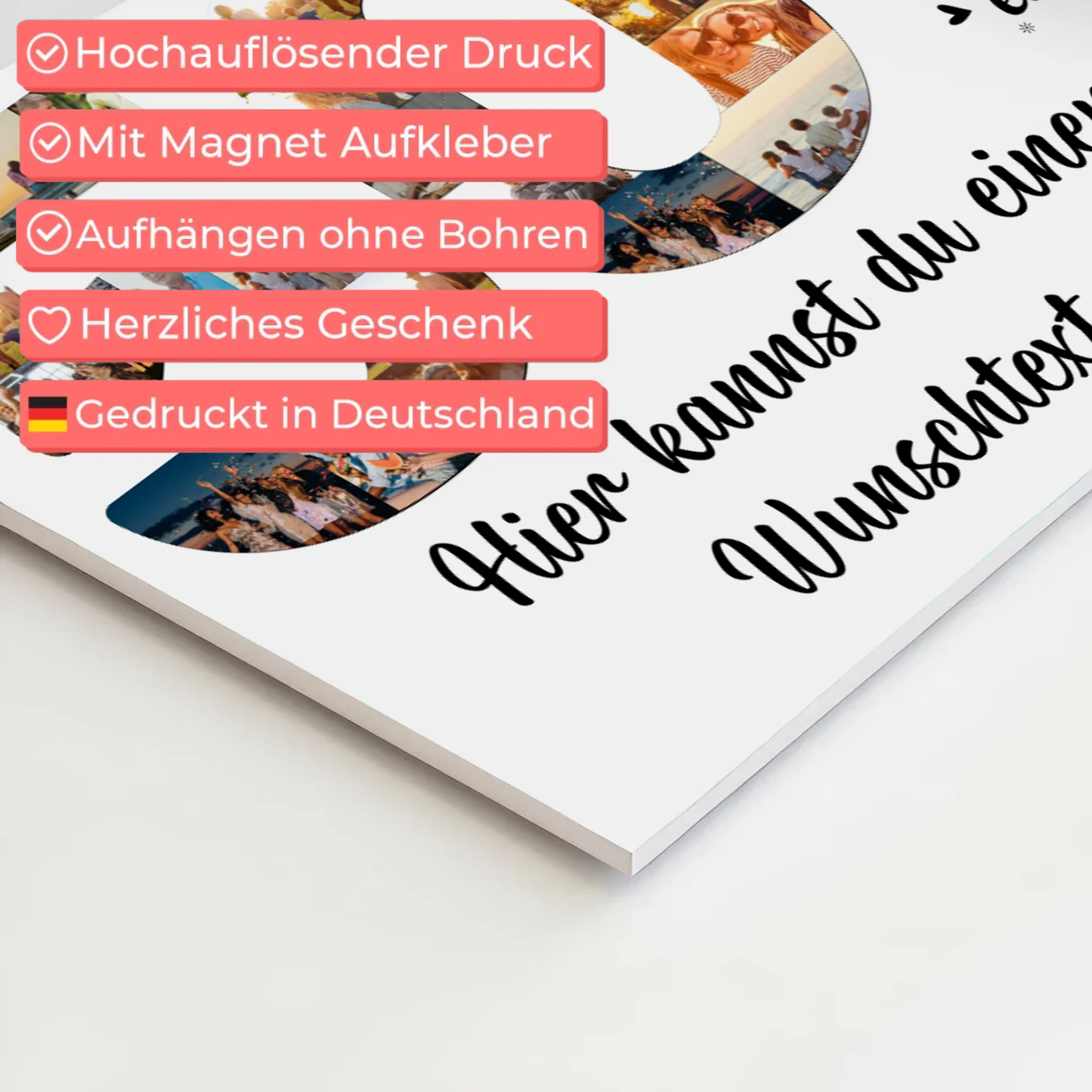 Fotoboard Magnetisches Poster mit Unterschriften 50 Geburtstag
