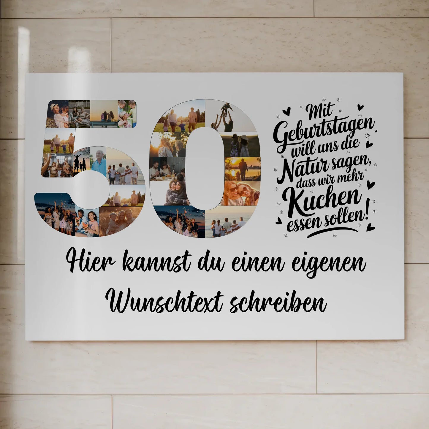 Fotoboard Magnetisches Poster mit Unterschriften 50 Geburtstag