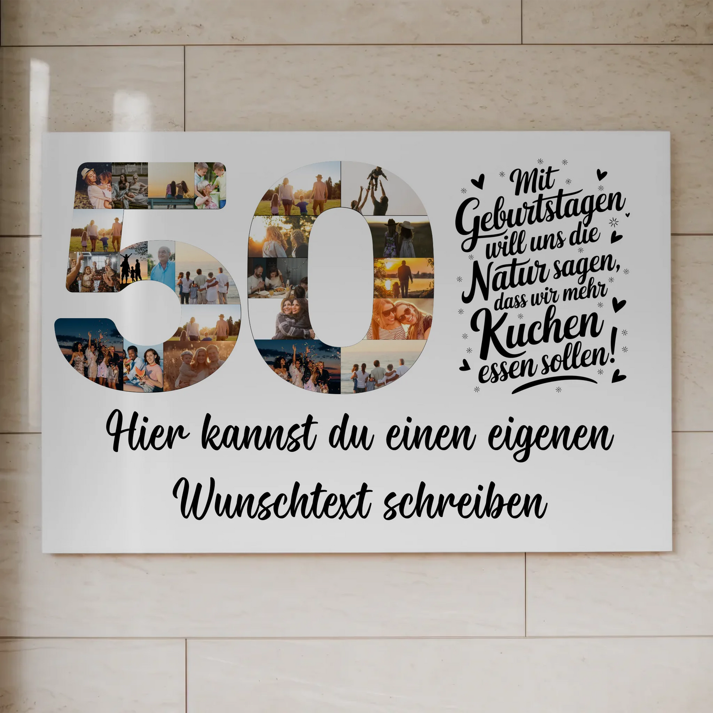 Fotoboard Magnetisches Poster mit Unterschriften 50 Geburtstag