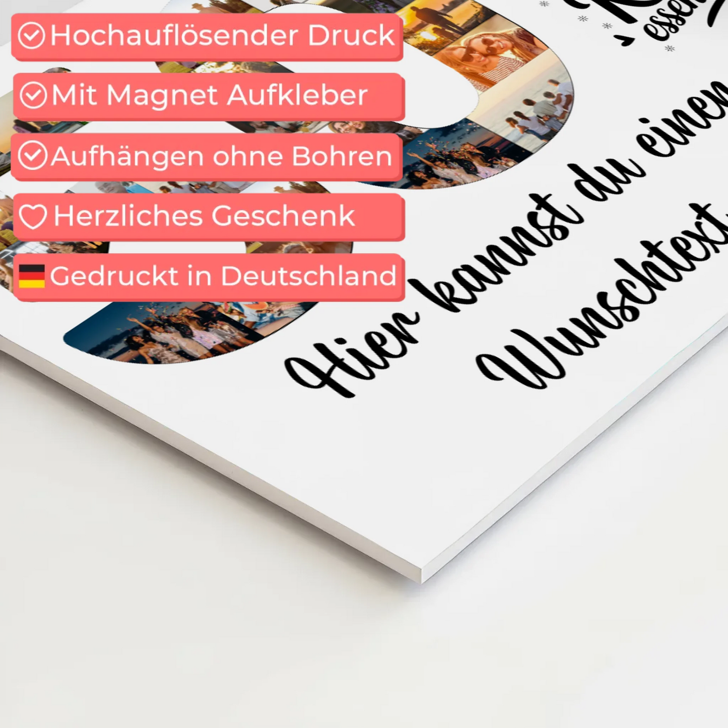 Fotoboard Magnetisches Poster mit Unterschriften 50 Geburtstag