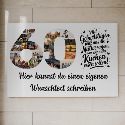 Magnet Poster mit Wunschtext 60 Geburtstag Mehr Kuchen