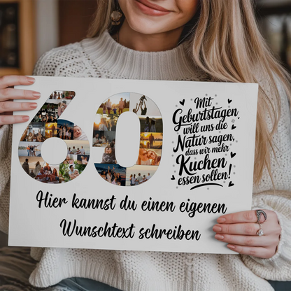 Magnet Poster mit Wunschtext 60 Geburtstag Mehr Kuchen