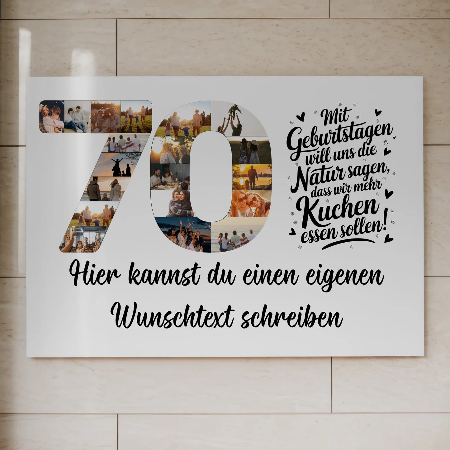 Magnet Wandbild mit Unterschriften 70 Geburtstag Kuchen