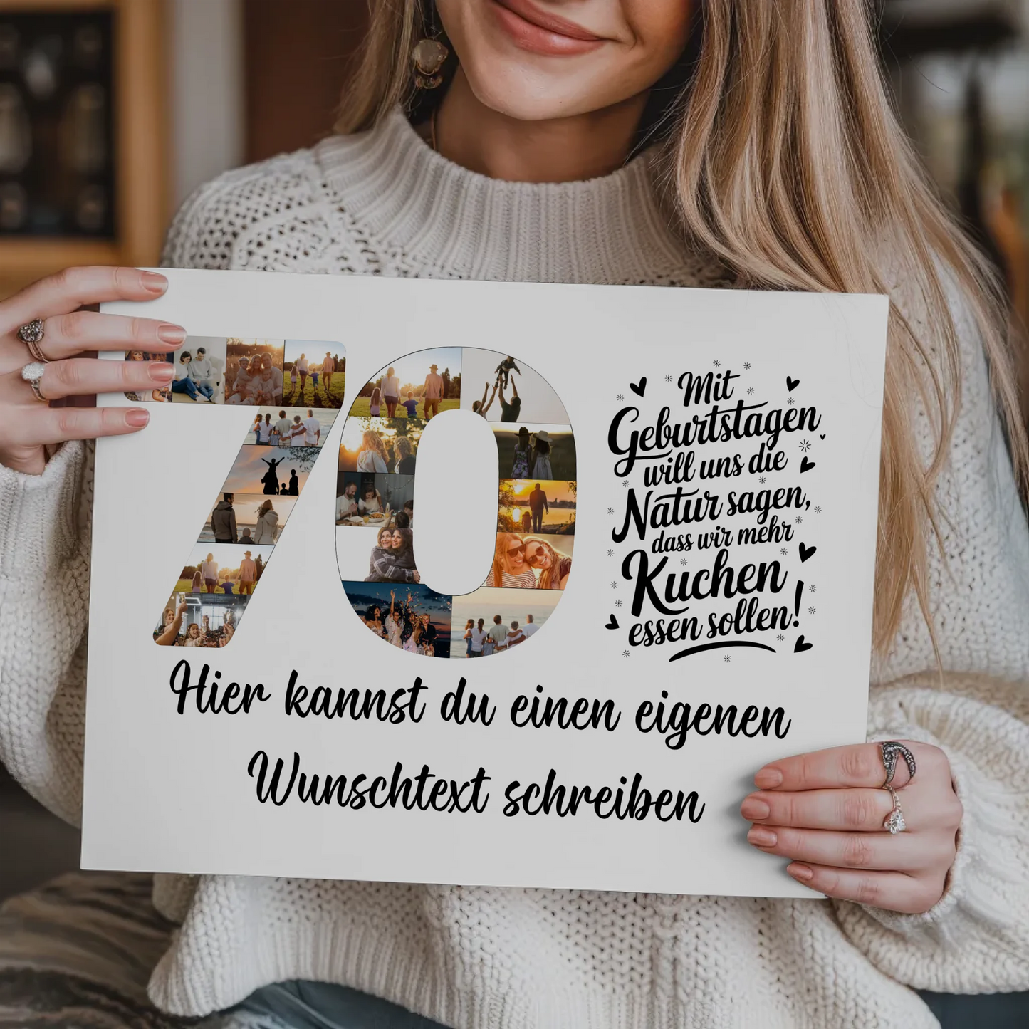 Magnet Wandbild mit Unterschriften 70 Geburtstag Kuchen