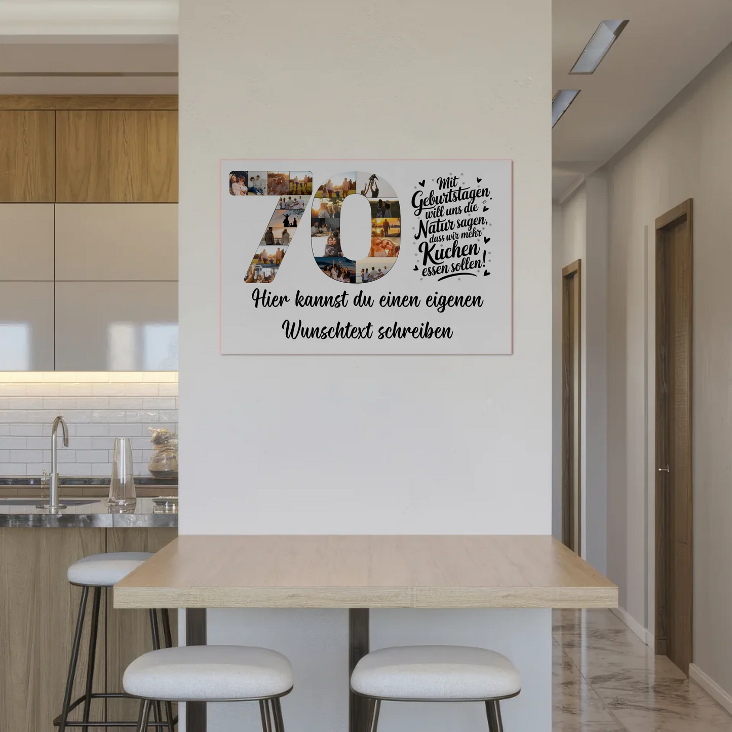 Magnet Wandbild mit Unterschriften 70 Geburtstag Kuchen