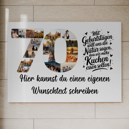Magnet Wandbild mit Unterschriften 70 Geburtstag Kuchen