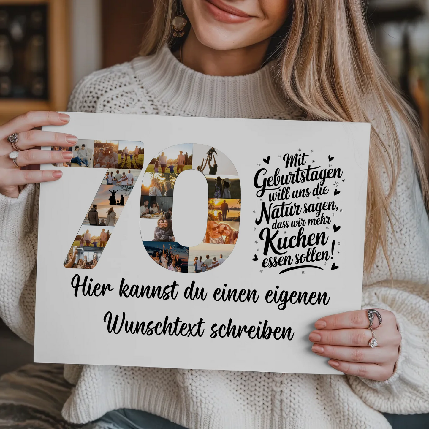 Magnet Wandbild mit Unterschriften 70 Geburtstag Kuchen