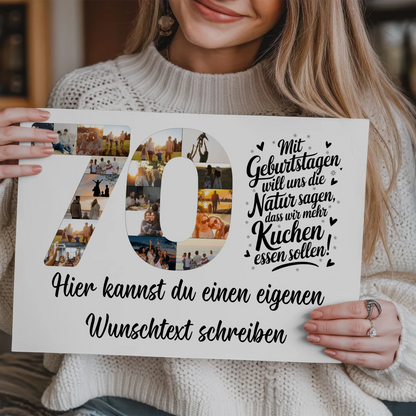 Magnet Wandbild mit Unterschriften 70 Geburtstag Kuchen