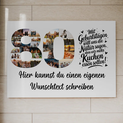 Magnetisches Fotoboard Poster mit Wunschtext 80 Geburtstag