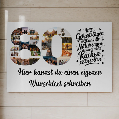 Magnetisches Fotoboard Poster mit Wunschtext 80 Geburtstag