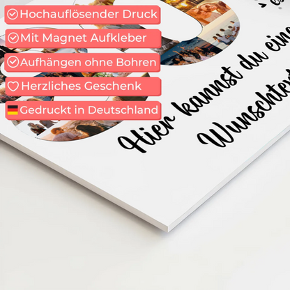 Magnetisches Fotoboard Poster mit Wunschtext 80 Geburtstag