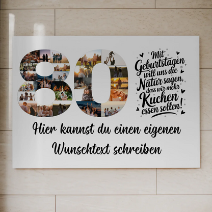 Magnetisches Fotoboard Poster mit Wunschtext 80 Geburtstag