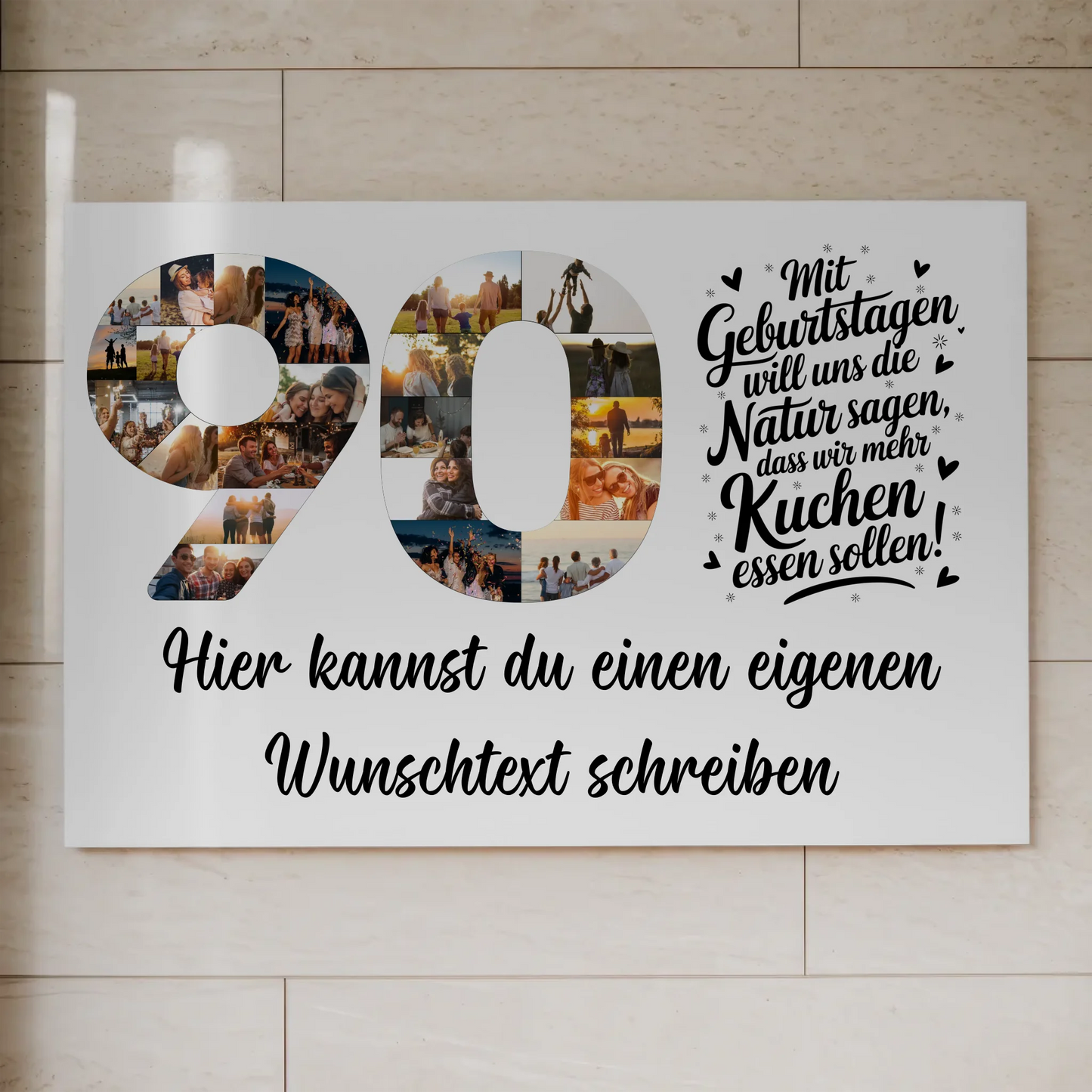 Fotoboard Magnet Poster mit Unterschriften 90 Geburtstag Kuchen