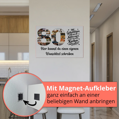Magnetisches Fotoboard Poster mit Wunschtext 80 Geburtstag