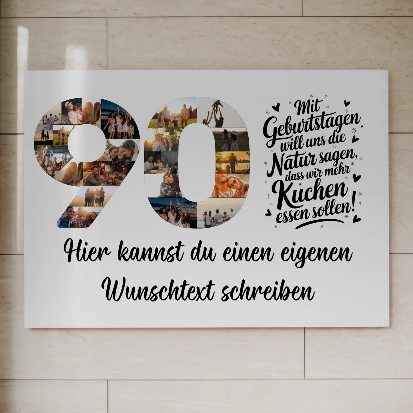 Fotoboard Magnet Poster mit Unterschriften 90 Geburtstag Kuchen