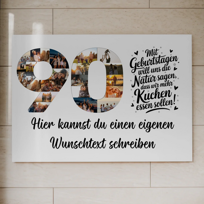 Fotoboard Magnet Poster mit Unterschriften 90 Geburtstag Kuchen