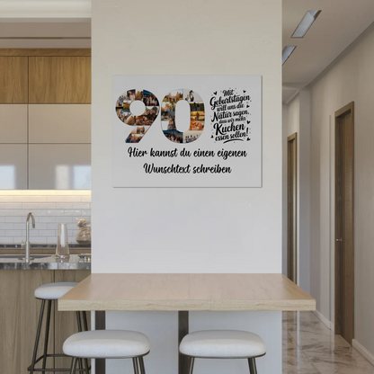 Fotoboard Magnet Poster mit Unterschriften 90 Geburtstag Kuchen