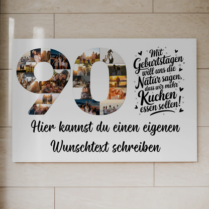 Fotoboard Magnet Poster mit Unterschriften 90 Geburtstag Kuchen