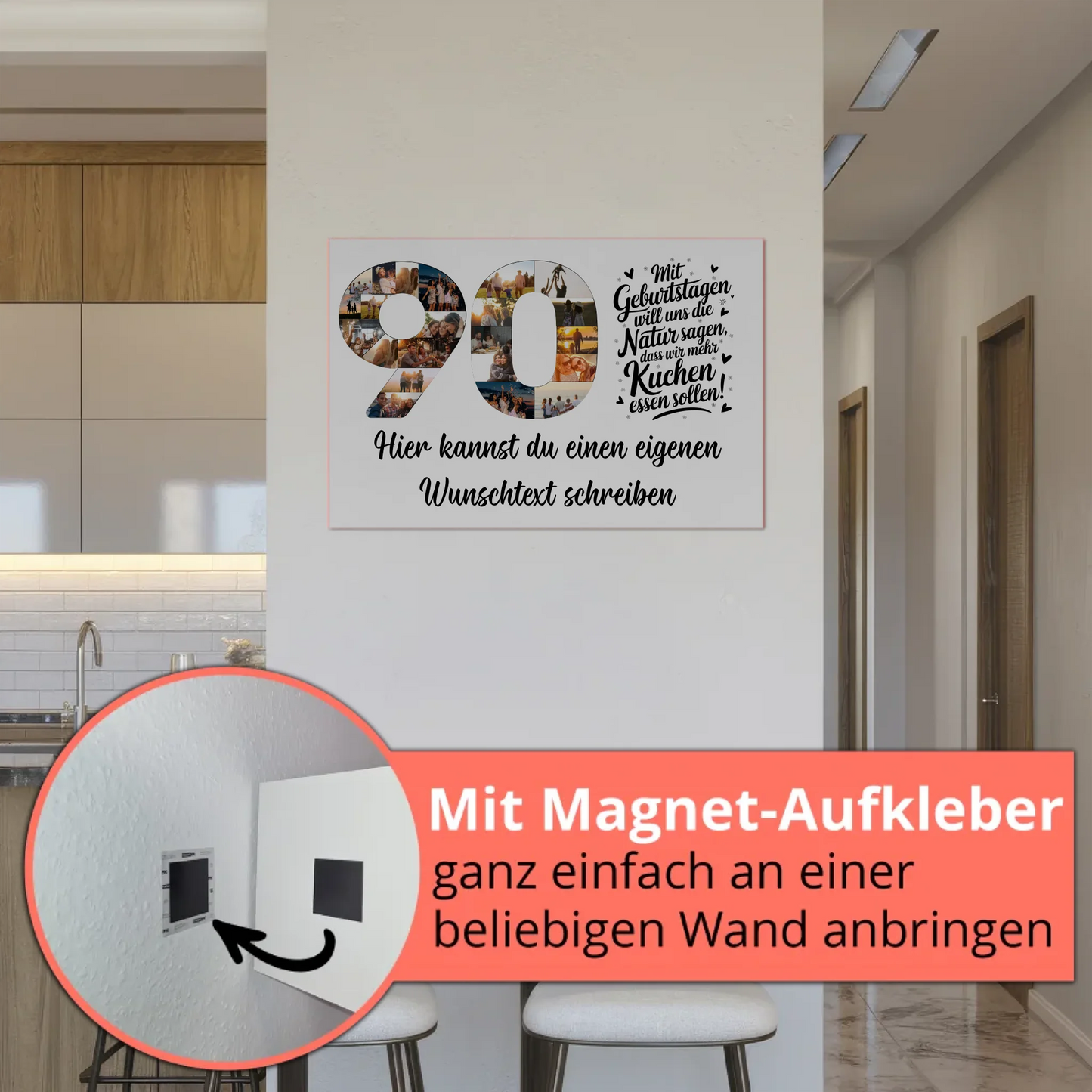 Fotoboard Magnet Poster mit Unterschriften 90 Geburtstag Kuchen