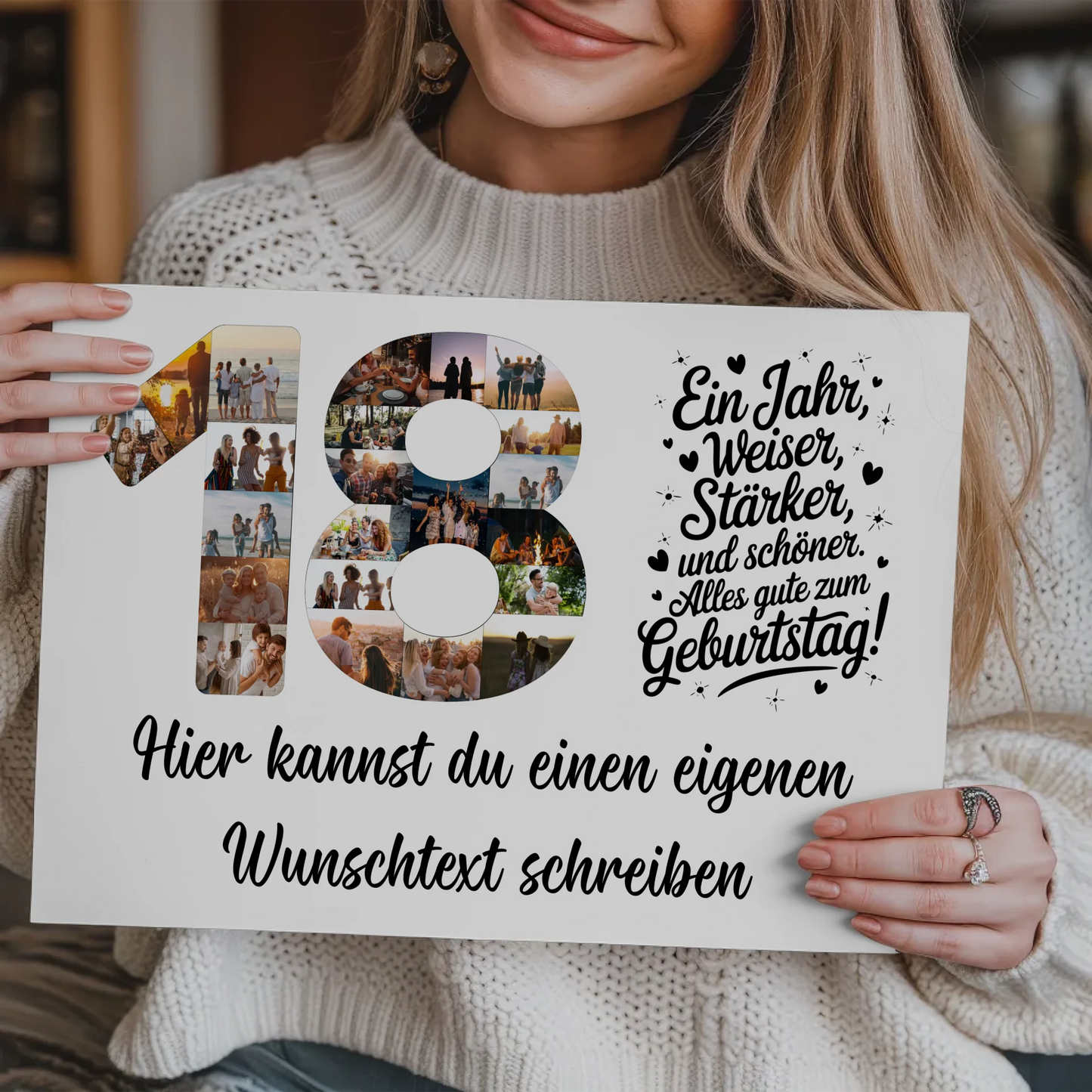 Fotoboard Poster magnetisch mit Wunschtext 18 Geburtstag