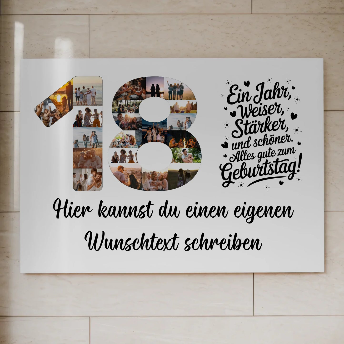 Fotoboard Poster magnetisch mit Wunschtext 18 Geburtstag