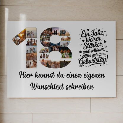 Fotoboard Poster magnetisch mit Wunschtext 18 Geburtstag