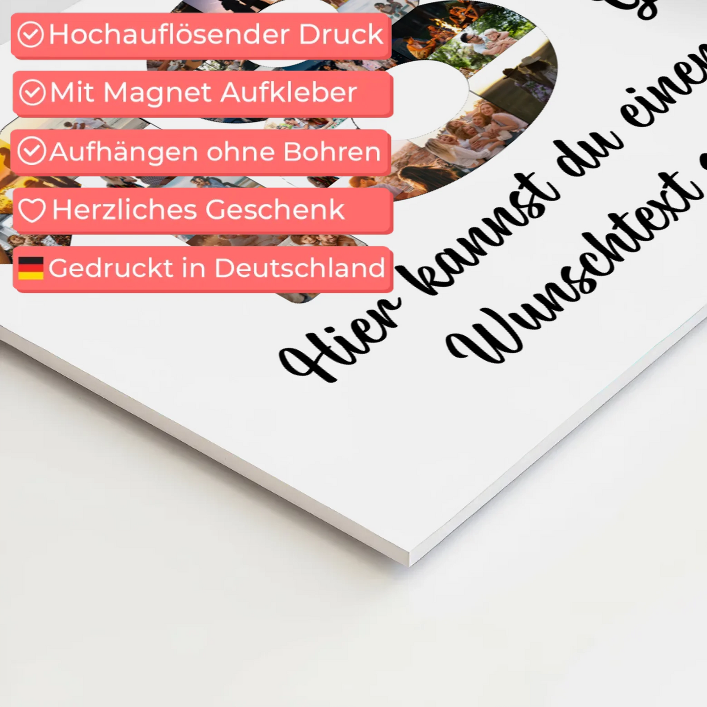 Fotoboard Poster magnetisch mit Wunschtext 18 Geburtstag