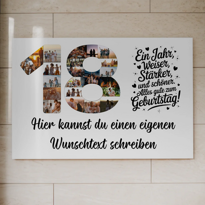 Fotoboard Poster magnetisch mit Wunschtext 18 Geburtstag