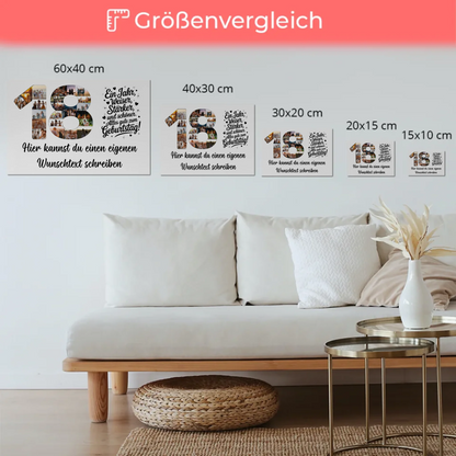Fotoboard Poster magnetisch mit Wunschtext 18 Geburtstag