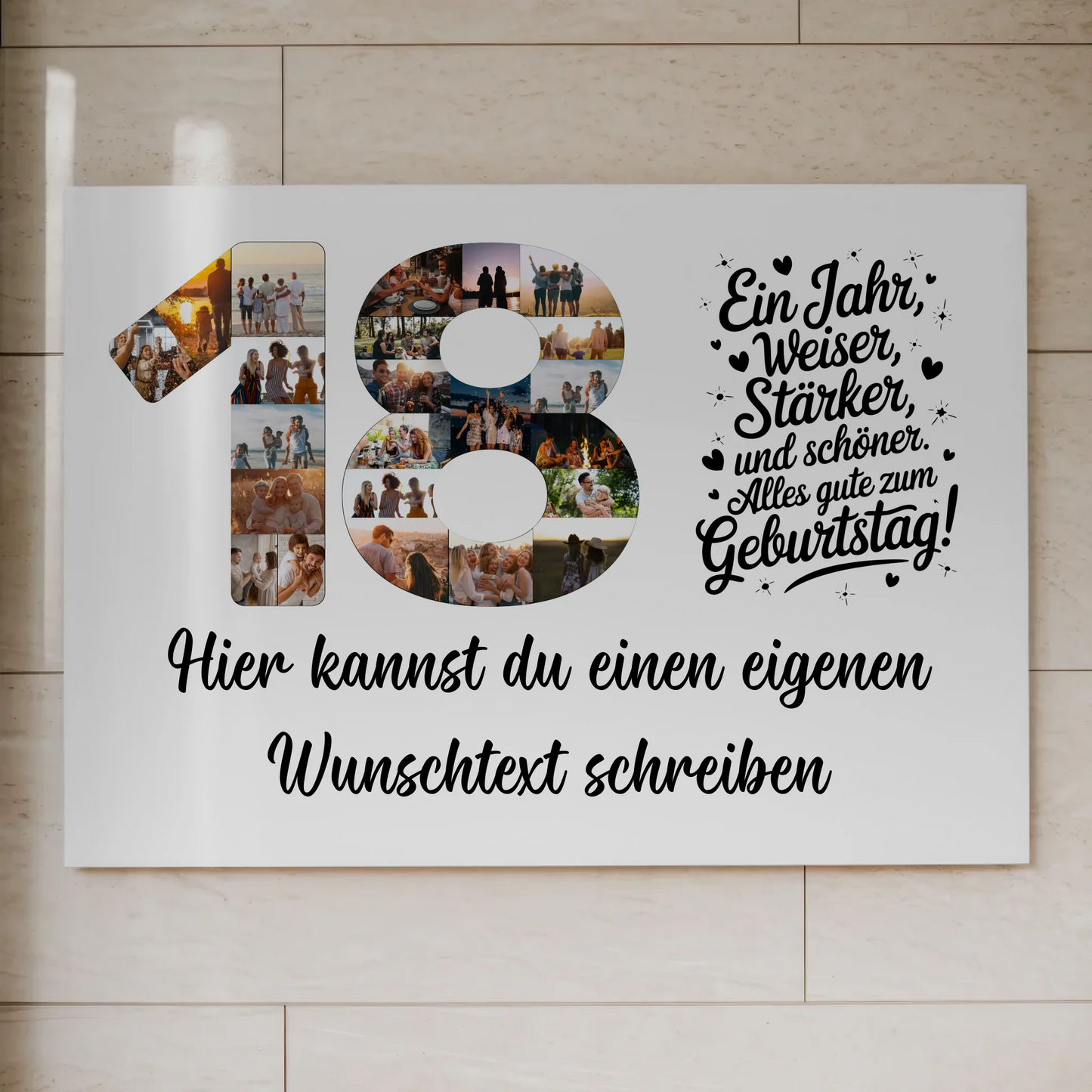Fotoboard Poster magnetisch mit Wunschtext 18 Geburtstag