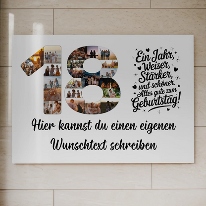 Fotoboard Poster magnetisch mit Wunschtext 18 Geburtstag
