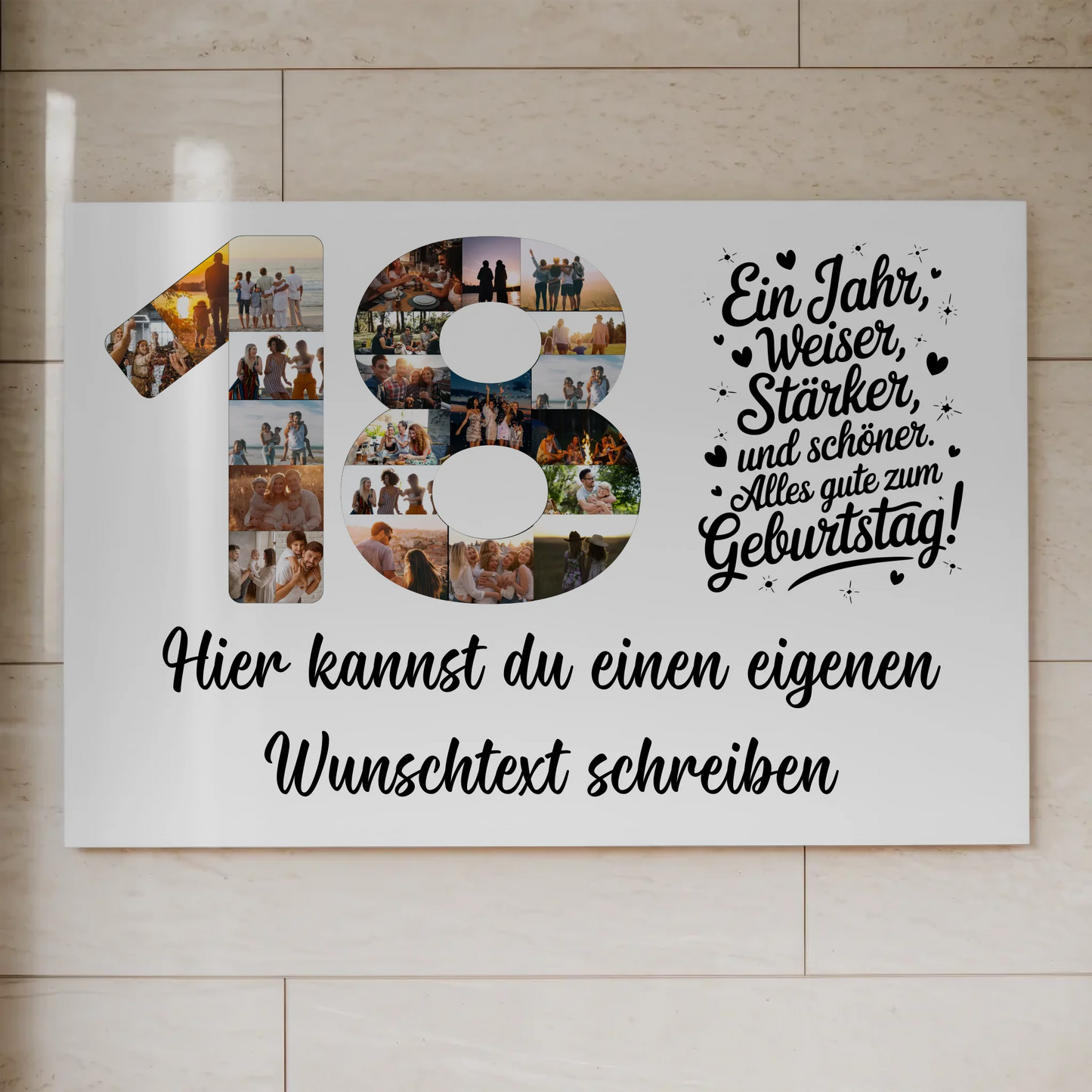 Fotoboard Poster magnetisch mit Wunschtext 18 Geburtstag