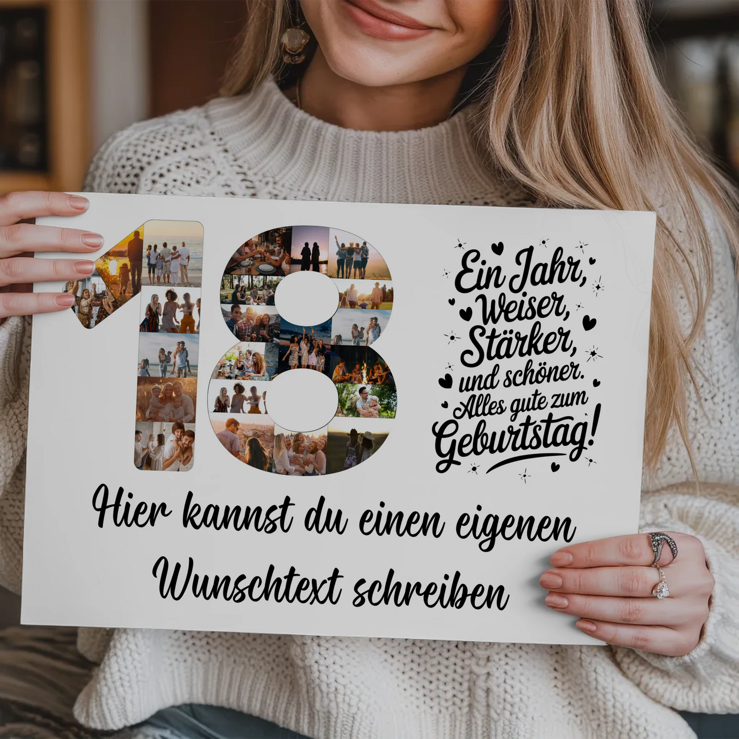 Fotoboard Poster magnetisch mit Wunschtext 18 Geburtstag
