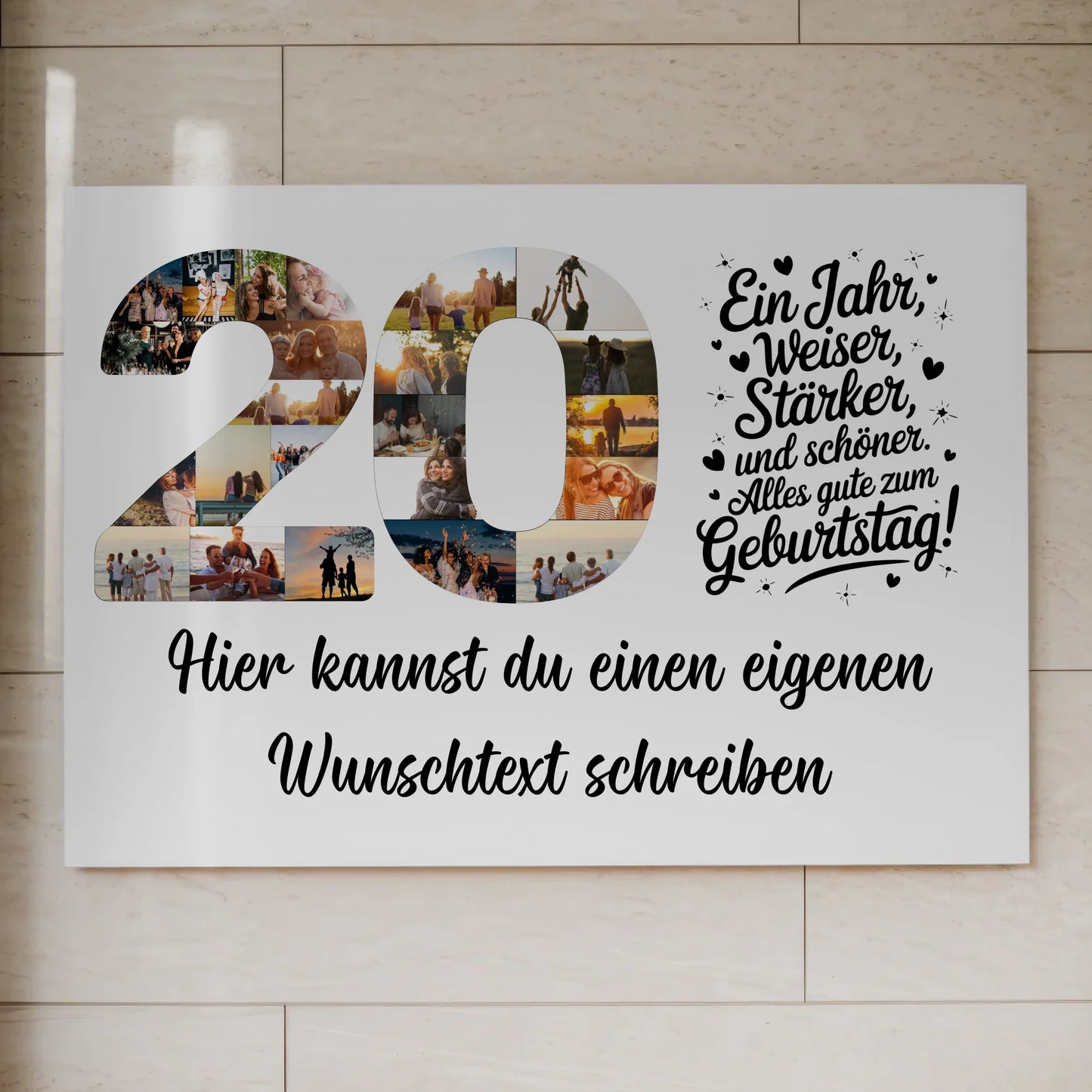 Magnetisches Fotoboard mit Unterschriften 20 Geburtstag