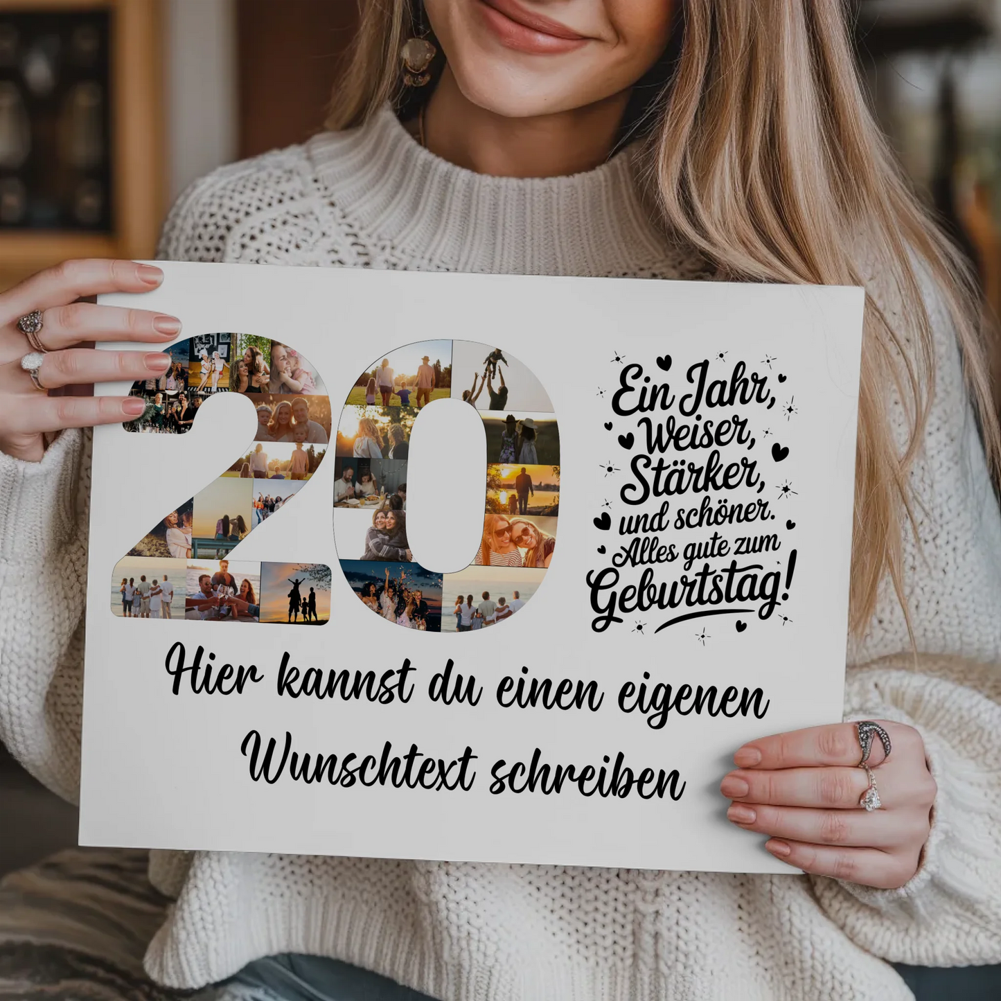 Magnetisches Fotoboard mit Unterschriften 20 Geburtstag