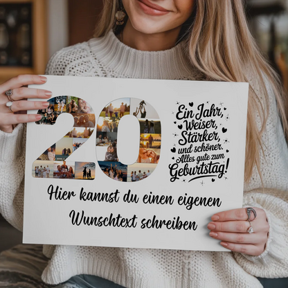 Magnetisches Fotoboard mit Unterschriften 20 Geburtstag