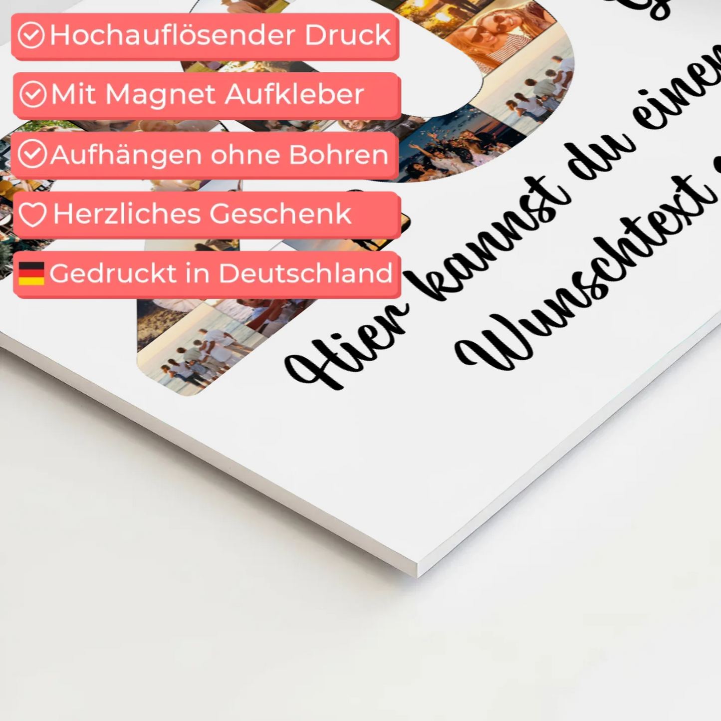 Magnetisches Fotoboard mit Unterschriften 20 Geburtstag