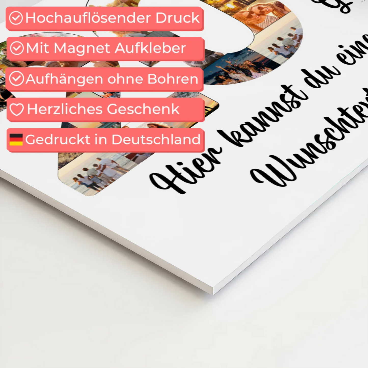 Magnetisches Fotoboard mit Unterschriften 20 Geburtstag