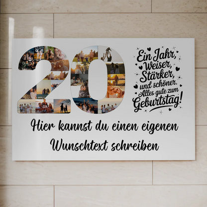 Magnetisches Fotoboard mit Unterschriften 20 Geburtstag