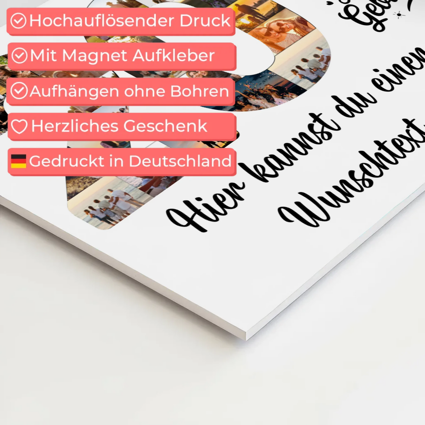 Magnetisches Fotoboard mit Unterschriften 20 Geburtstag