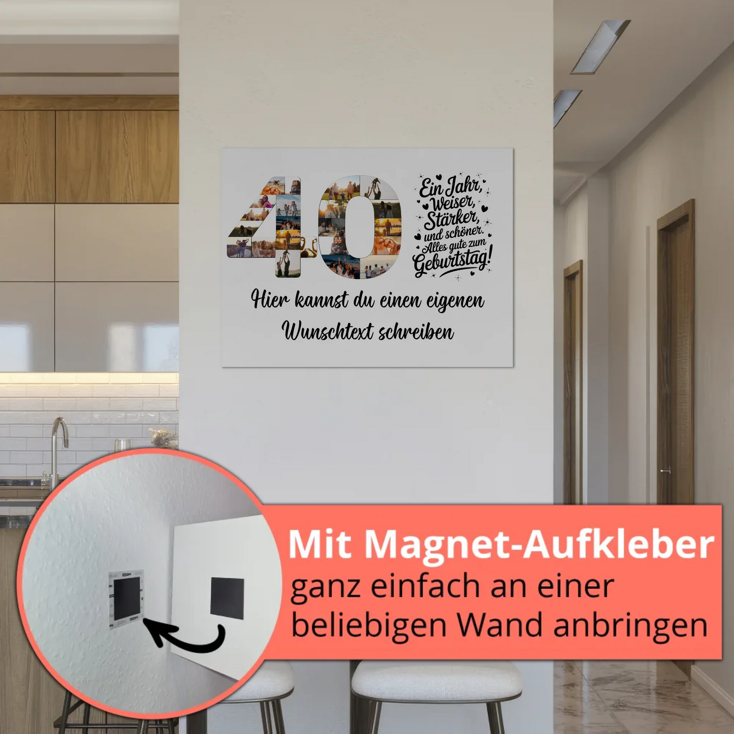 Magnet Wandbild mit Unterschriften 40 Geburtstag Weisheit