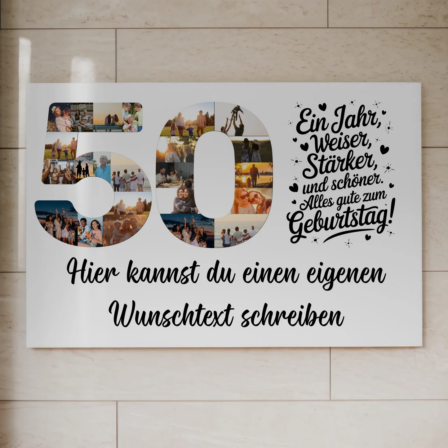 Magnetisches Poster mit Wunschtext 50 Geburtstag Fotoboard