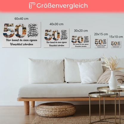 Magnetisches Poster mit Wunschtext 50 Geburtstag Fotoboard