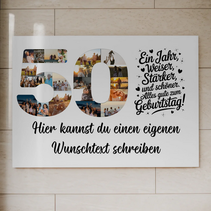 Magnetisches Poster mit Wunschtext 50 Geburtstag Fotoboard