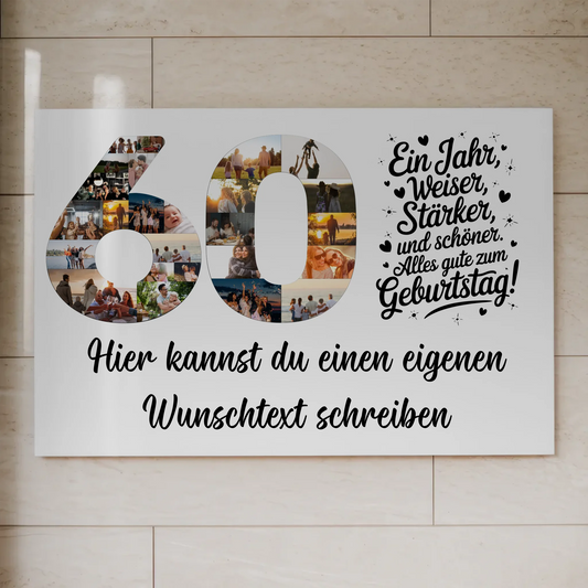 Fotoboard Magnet Poster 60 Geburtstag mit Unterschriften